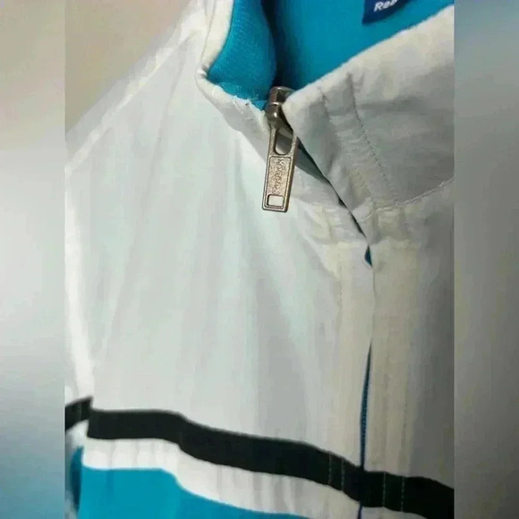 Retro Reebok Windbreaker Jacket Lined Full Zip Blue White Navy Stripe Y2K - Picture 4 of 14